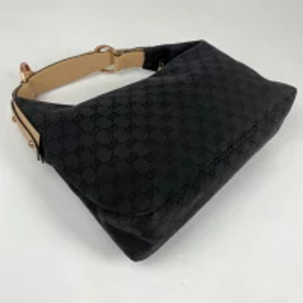 Gucci Hobo Horsebit canvas handbag bag GG shoulder black
